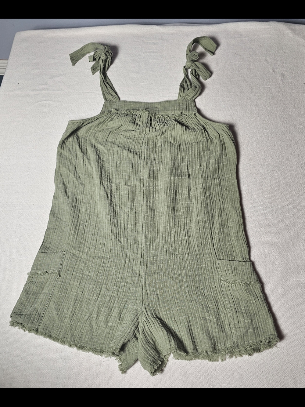 True Craft Cotton Gauze Romper Womens Size Medium Sage Green